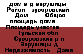 дом в д.варушицы › Район ­ суворовский › Дом ­ 17 › Общая площадь дома ­ 40 › Площадь участка ­ 38 - Тульская обл., Суворовский р-н, Варушицы д. Недвижимость » Дома, коттеджи, дачи продажа   